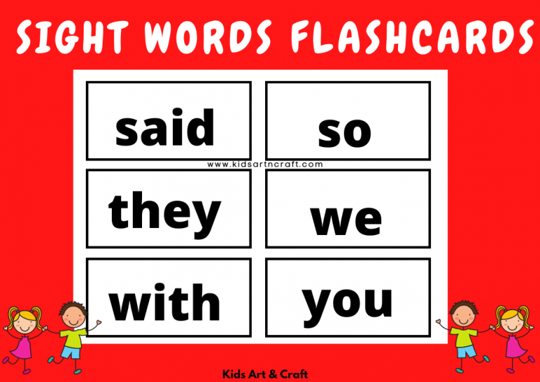 Sight Words Flashcards – Free Printables - Kids Art &amp; Craft