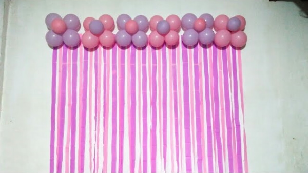 Simple Birthday Decoration Idea With Crepe Paper & Balloons