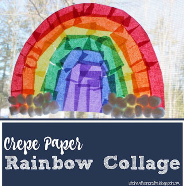 Simple Crepe Paper Rainbow Collage Craft Project