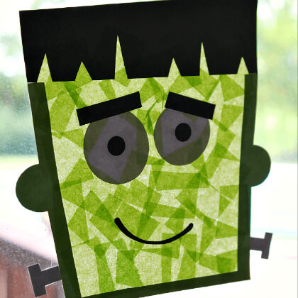 Simple Frankenstein Stained Glass Craft For Kids
