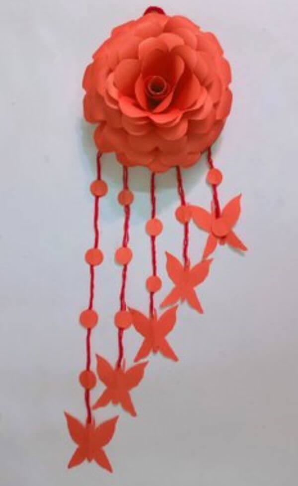 Simple Origami Flower Wall mate Craft Idea For Home Decoration