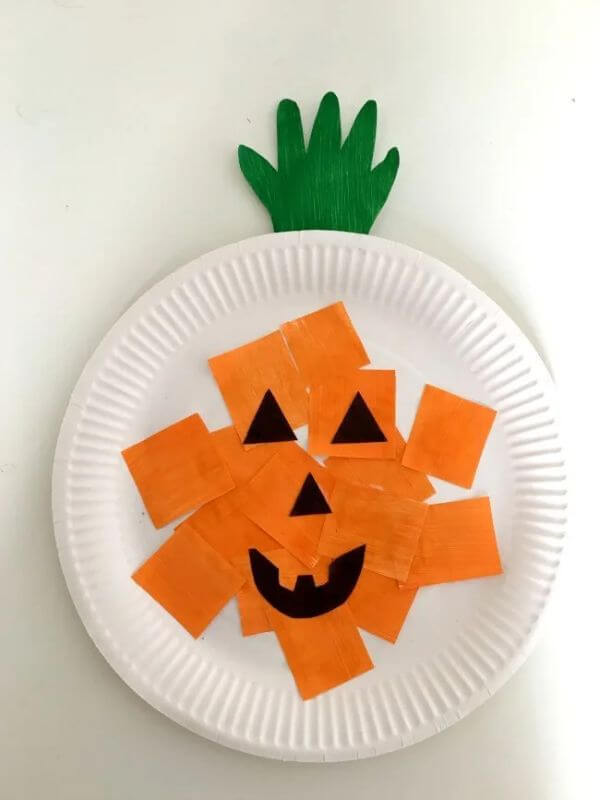 Simple Paper Plate Pumpkin Craft Activity For Kids