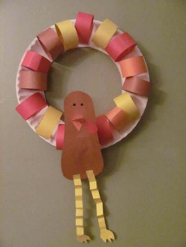 Simple Paper Plate Turkey Wreath Craft For Kids