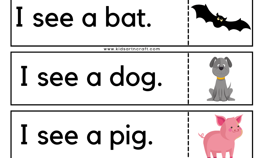 Simple Sentences Flashcards Free Printable Worksheet Kids Art & Craft