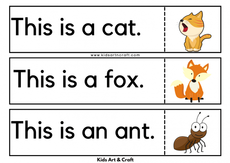 Simple Sentences Flashcards Free Printable Worksheet Kids Art & Craft