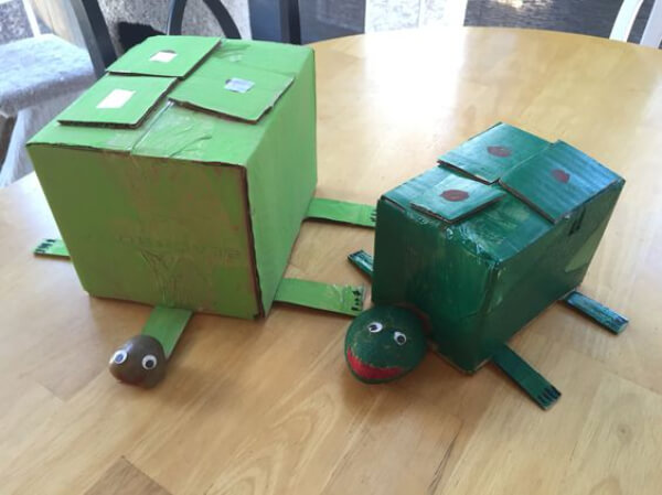 Turtle Cardboard Box Craft For Kids 