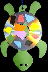 Recycled Hanging Turtle From Cd Crafts For Kids