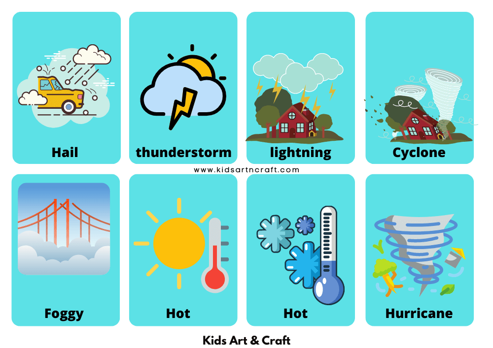Weather Flashcards for Kindergarten