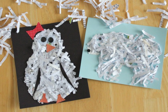 Winter Animal Crumpled Paper Craft For Kids