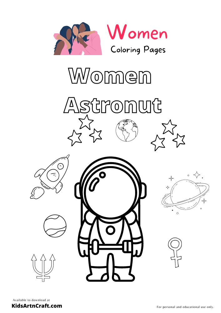 Women Astronaut Coloring Pages For Kids – Free Printables