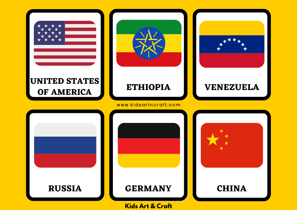 World Flags Flashcards For Preschoolers 