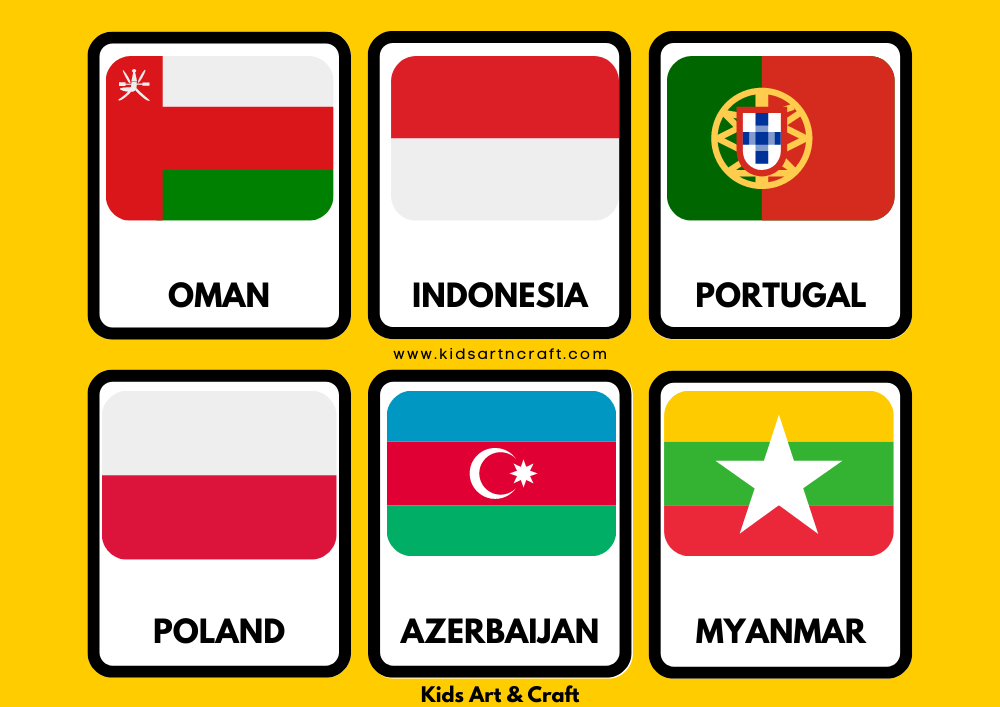 World Flags Flashcards For Preschoolers