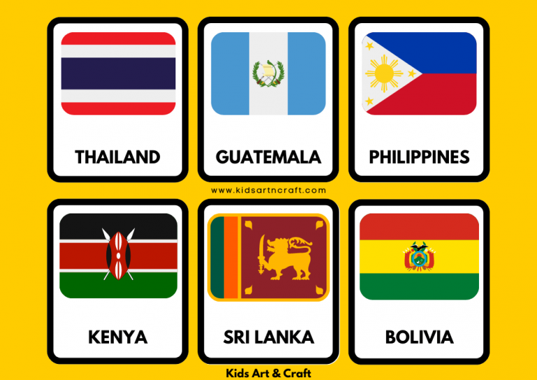 World Flags Flashcards For Preschoolers Free Printable Kids Art & Craft
