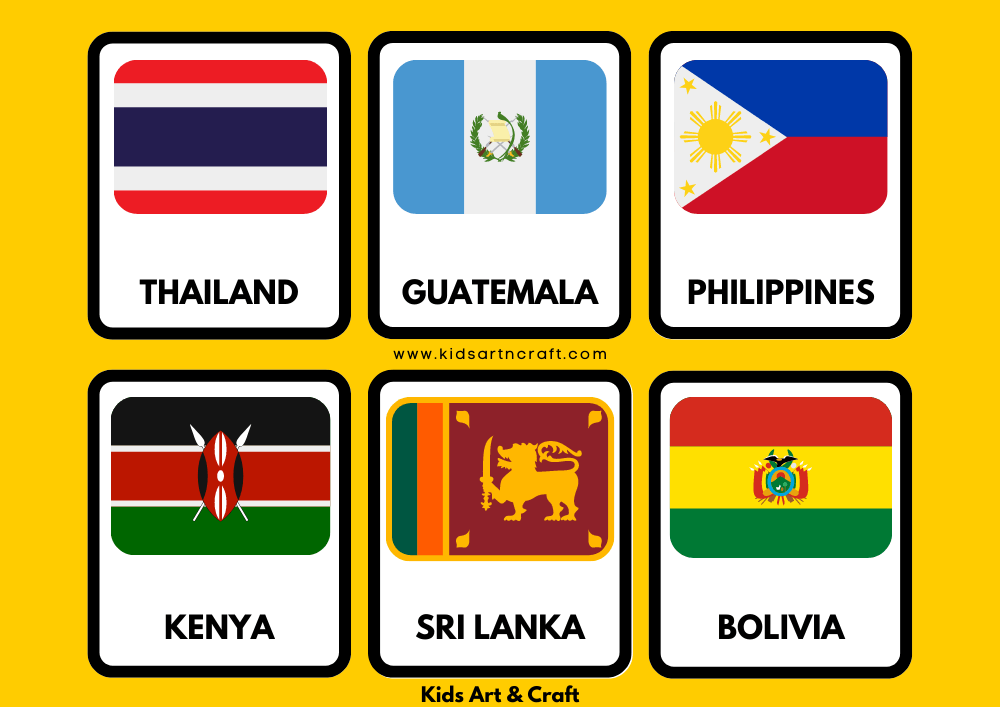 World Flags Flashcards For Preschoolers