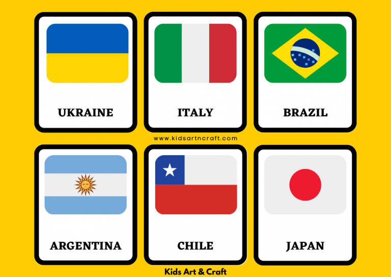 World Flags Flashcards For Preschoolers Free Printable Kids Art & Craft