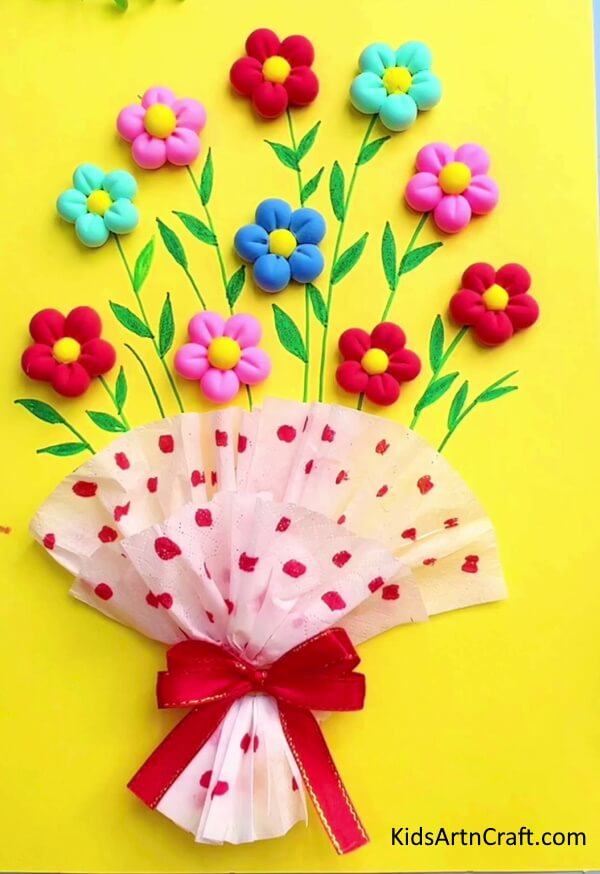 3D Clay Flower Bouquet Craft For Kids Creative & Simple Paper Crafts to Make With Kids on Holidays