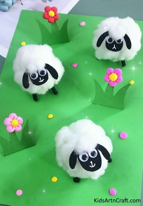 3D Cotton Sheep & Flower Paper Craft Fun & Easy Art & Craft Ideas to Make at Home