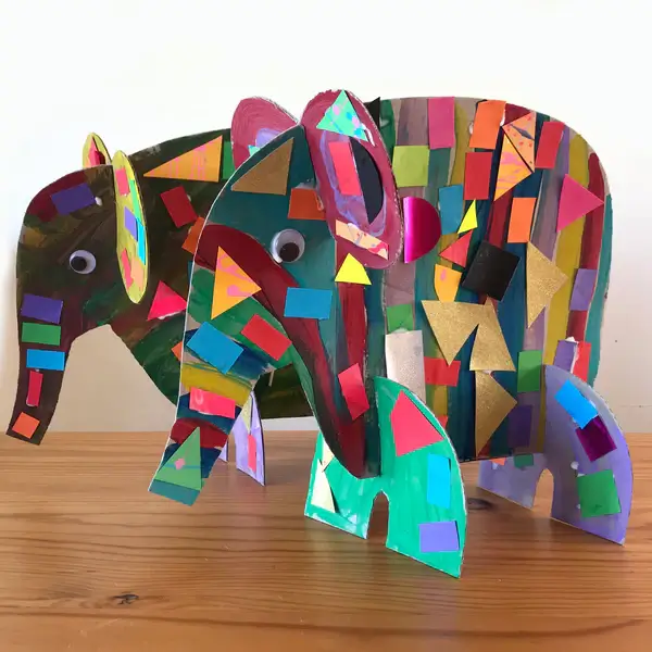 3D  Collage Elephant Cardboard Craft Project For Kids