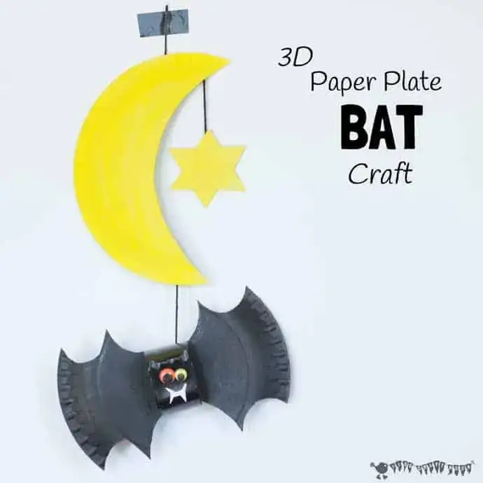 3D Halloween Bat Craft Using Paper Plate