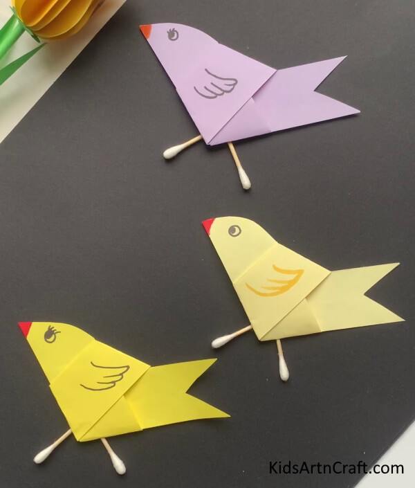 Bird Paper Craft with Cotton Swab For Preschoolers