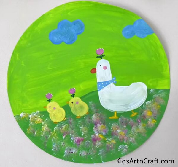 Colorful Duck & Lotus Flower Painting Art & Craft
