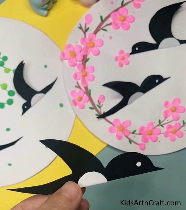 Crow Paper Craft with Flowers