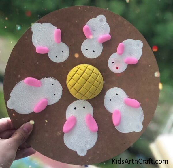 Cute Bunny Feeding Clay Art Craft