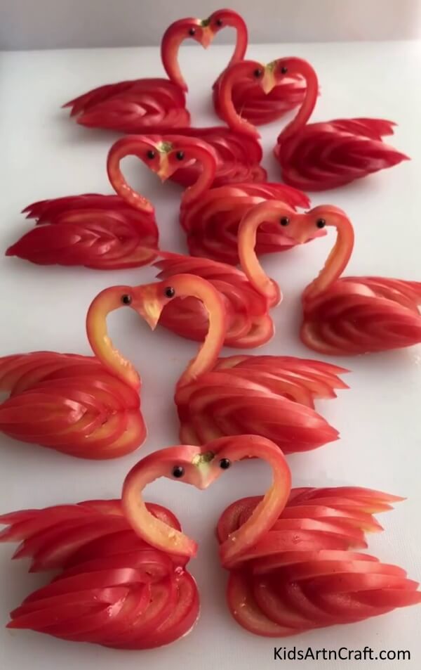 Cute Swan Cutting with Tomato