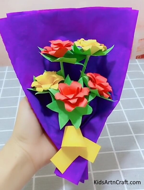 Flower Bouquet Craft Using Paper Easy Paper Art & Craft For School Projects