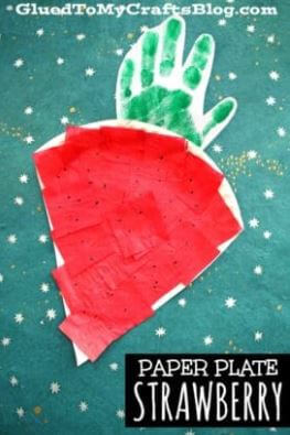 Handprint Strawberry Paper Plate Craft Activities For Toddlers