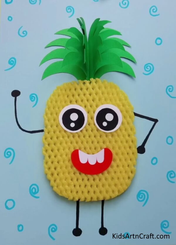 Healthy Pineapple Fruit Craft Using Plastic Foam Net Creative & Simple Paper Crafts to Make With Kids on Holidays