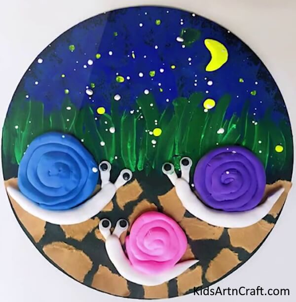 Night Painting With Clay Snails Fun & Easy Art & Craft Ideas to Make at Home