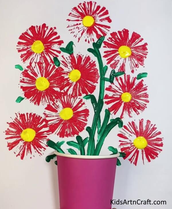 Paper Cup Flower Painting Art & Craft Easy To Make Paper Art & Craft Ideas For Kids 