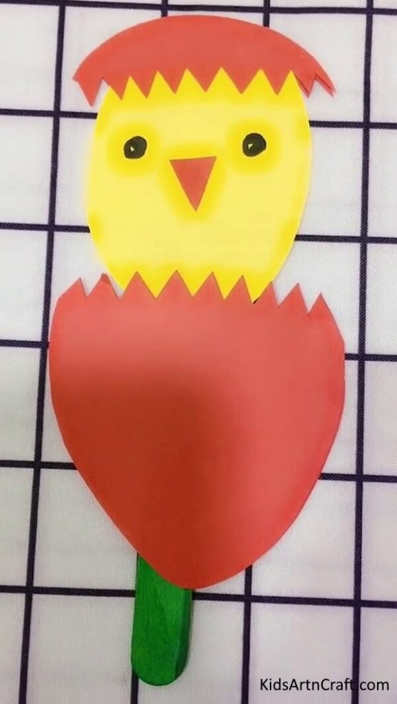 Popsicle Stick Easter Chick In Egg Paper Craft Easy Paper Art & Craft For School Projects