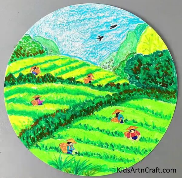 Tea Farming Paper Painting Art & Craft  Paper Painting Art & Craft For Holiday School Projects 
