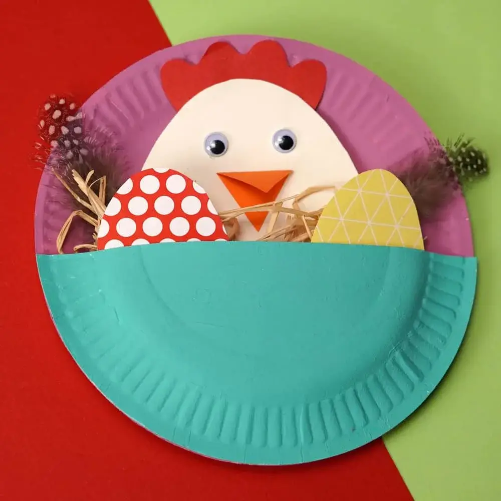 Adorable Easter Hen & Chick Egg Paper Plate Craft For Kids