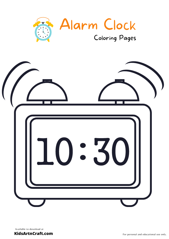 Alarm Clock Coloring Pages For Kids – Free Printables