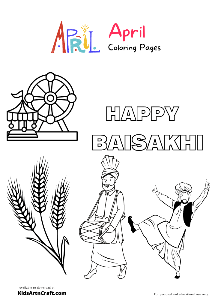 Baisakhi Coloring Pages For Kids – Free Printables
