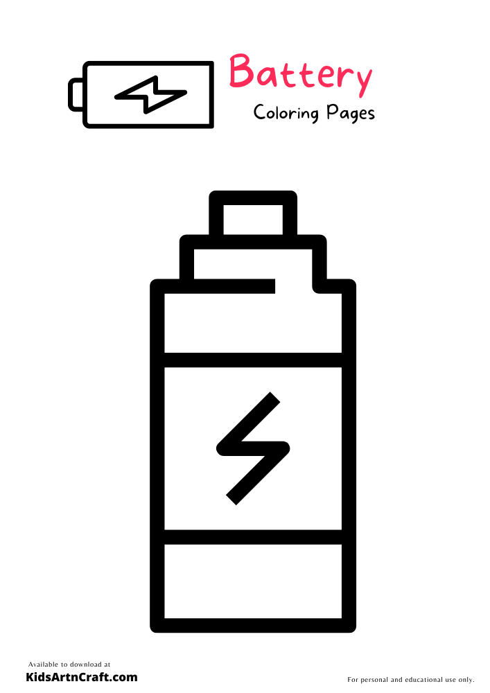 Battery Coloring Pages For Kids - Free Printable