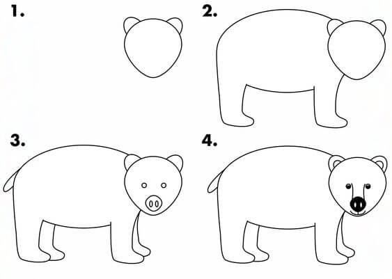 Easy Bear Drawing Step By Step Ideas For Kids