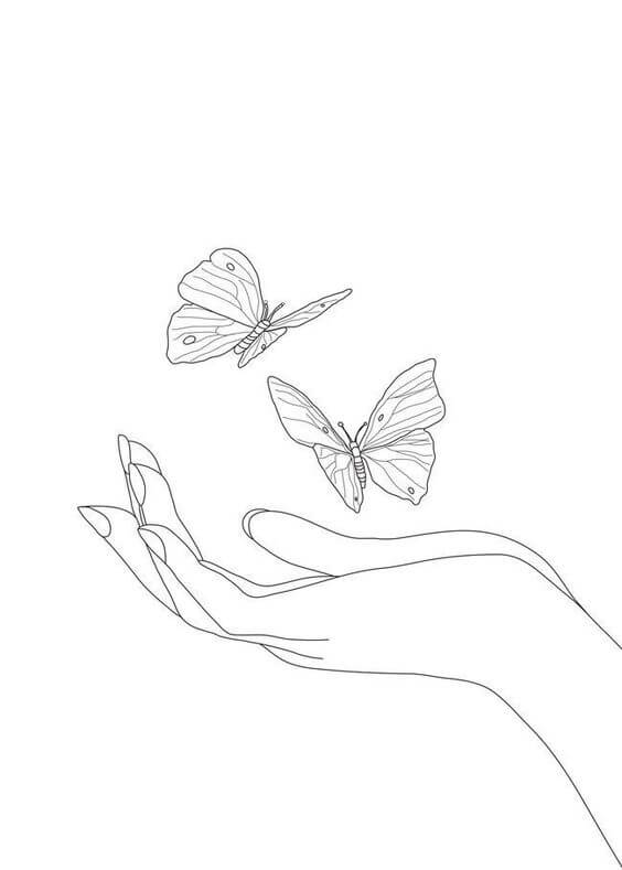 Beautiful Butterfly Drawing Wall Art On The Hand Using Pencil For Kids