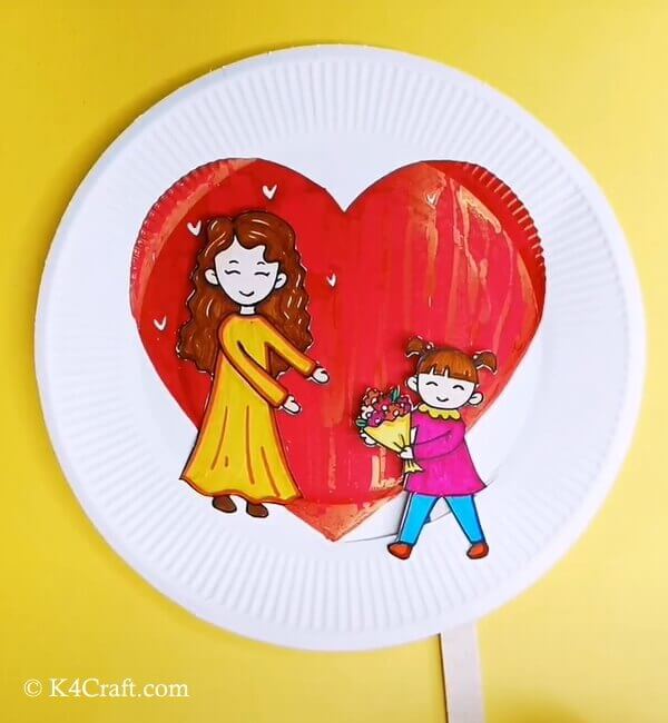 Beautiful Mother's Day Puppet Craft With Paper Plate For Kids