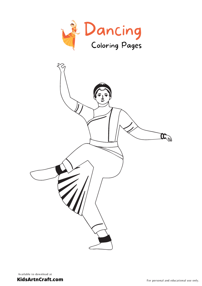 Bharatnatyam Dancing Coloring Pages For Kids – Free Printables