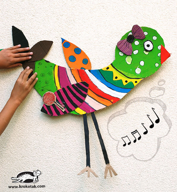 Bird Cardboard Crafts for Kids Big Bird Out Of Cardboard Craft For Preschool
