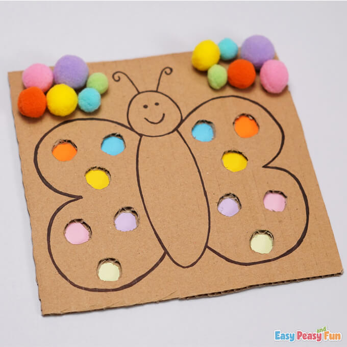 Cardboard Butterfly Color Matching Craft Activity for preschoolers