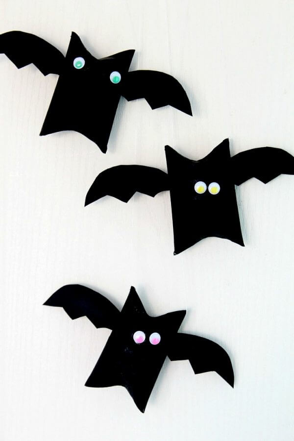 Cardboard Tube Halloween Bat Craft Idea For Kids