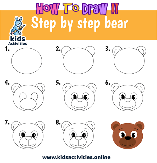Cartoon Bear Face Drawing Idea For Kids