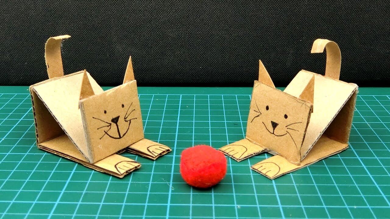 Cat Cardboard Crafts For Kids Cat Art animal Project For Kids With Cardboard