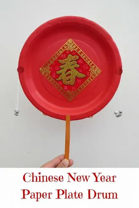 Chinese New Year Paper Plate Drum Craft For Kids