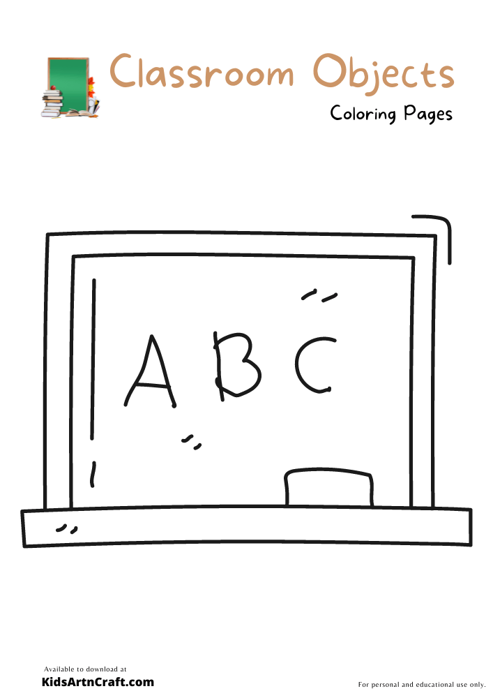 Classroom Objects Coloring Pages For Kids – Free Printables
